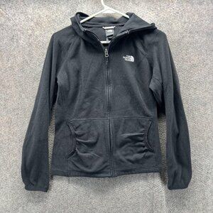 The North Face Fleece Jacket Womens Small Black Hooded Full Zip Outdoor Warm